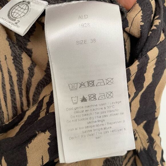 GANNI womens Tiger print wrap dress brown black size 38 USA size 6 - Picture 6 of 6